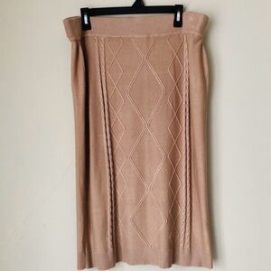 Elegant Tan Cable Knit Skirt